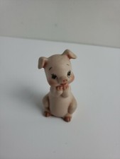 Small Pretty Little Pink Pig Figurine Hooves Up To Mouth b6
