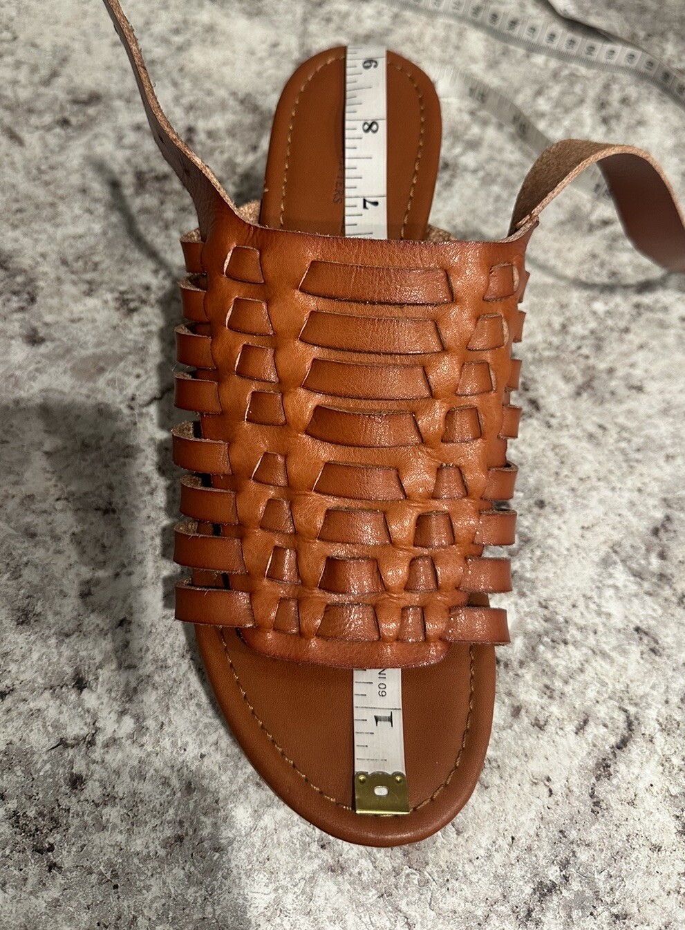 American Eagle Wedge Sandals 7 Women’s Brown Leather Platform Ankle Strap image 9