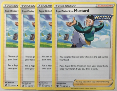 POKEMON 4X RAPID STRIKE STYLE MUSTARD 132/163 BATTLE STYLES UNCOMMON  NM-PLAYSET