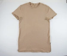 Fear of God Shirt Mens Small Beige Long Tee Essentials Split Hem Streetwear