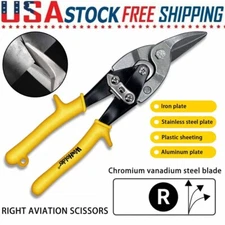 Professional Aviation Tin Snips Sheet Metal Right Cut Shear Scissors Tool Yellow