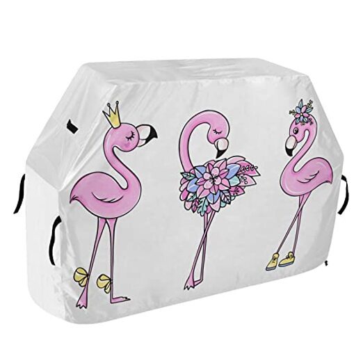 Grill Cover, 65Inch Grill Cover for Outdoor Grill, Silver Cute Pink Flamingos