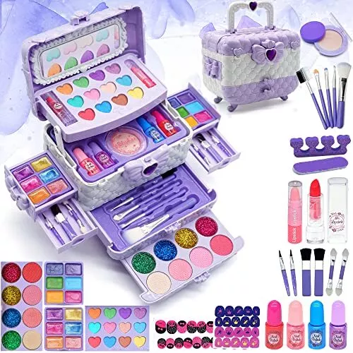 Kids Makeup Kit for Girl Toys - Toy for Girls Real Washable Makeup Girls  Prin