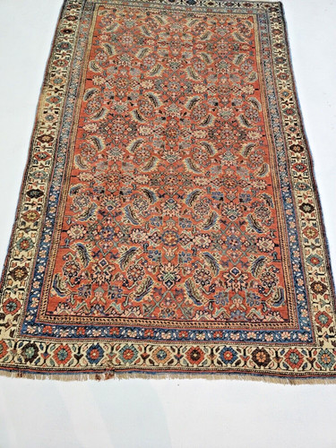 Antique Oriental Hand-Knotted Wool Area Rug Multicolor/Red 4'2" x 6'10"