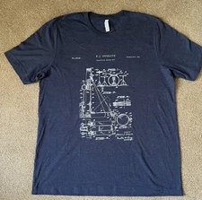 Practice Drum Set Tshirt Patent Drawing FJ Ippolito Mens XL Gray Music Tee Band