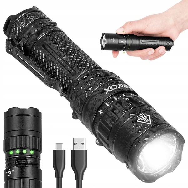 Taschenlampe Taktische Led Vayox VA0077 1500Lm Wiederaufladbar Schwarz-image