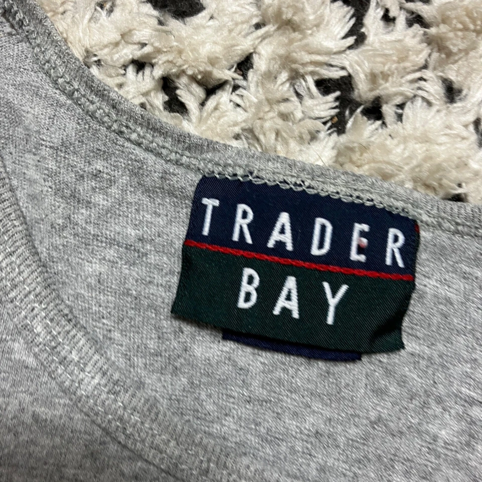Vintage Trader Bay Shirt Medium Gray Tank Top Gym Lift Muscle USA 90s - Image 2 of 4