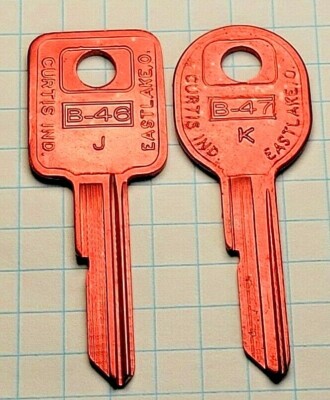 Vintage Curtis B46 B47 J & K Red Aluminum key set fits 1970 74 78 82 86 GM