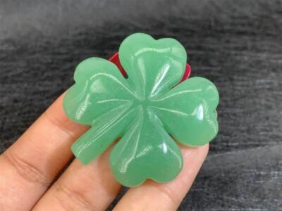Carved 2'' Natural Aventurine Four Leaf Clover Reiki Crystal Clover heal gift 1x