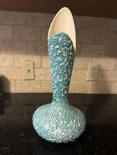 Royal Haeger pottery vase Vintage Teal Popcorn Glaze 16 3/4” Tall