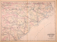 1872 Map NORTH CAROLINA - SOUTH CAROLINA  17x24 - 05