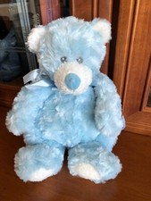 Aurora Baby Blue Swirls 12" Bear Plush Satin Bow Stitched Face EUC unused