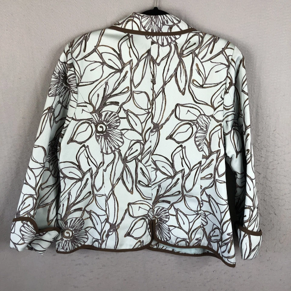 Chaqueta Victor Costa Mujer XL Azul Marrón Ocasión Flower Power Arte para Usar Foto 4 de 4