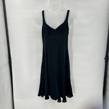Elie Tahari Black Slip Dress size 6 Babydoll Ruffle Hem Whimsigoth Minimalist