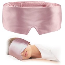 Silk Sleep Mask, Blackout Eye Soft Pressureless, Adjustable pink