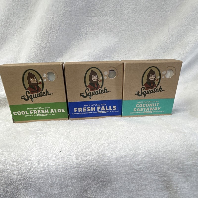 Dr. Squatch Men's Natural Soap 3-Pack All Natural Cool Fresh Aloe Fresh Falls