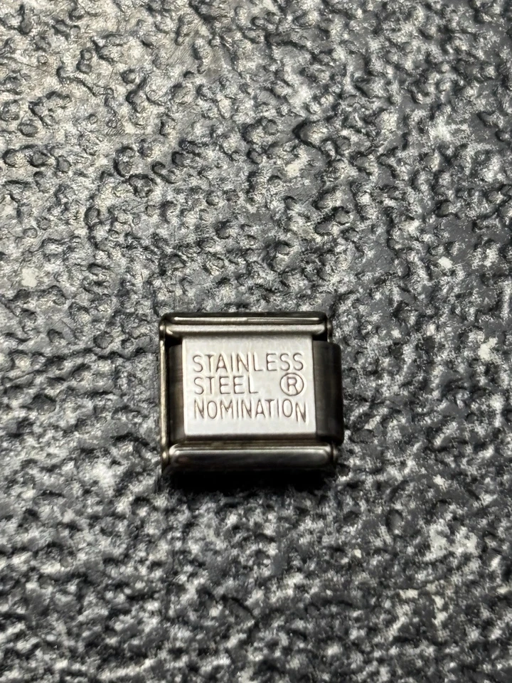 Original Nominación Charm Gris Oscuro Perla 18 KT Acero Inoxidable Italiano Modular Foto 2 de 2