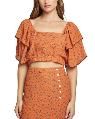 Chaser Kinney Flutter Sleeve Crop Top Women's  S