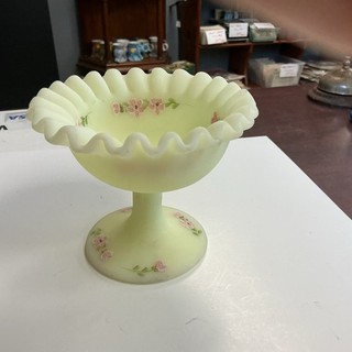 Fenton Hand Painted And Signed Pedestal Bowl