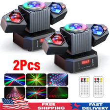 2PCS Laser RGBW LED Moving Head Light Disco Stage Lighting Beam DMX512 Party DJ
