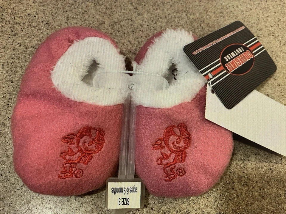 俄亥俄州立大学七叶树 NCAA 女宝宝粉色拖鞋 - 全新带标签 — 第 2/4 张图片