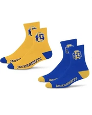 For Bare Feet 2 Pair Quarter Sock South Dakota State Jackrabbits L Team Colors