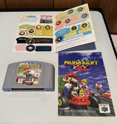 Mario Kart 64. Cartridge, Manual, and Operation Card. Nintendo 64 (N64) 1997.