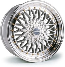 Dare DRRS 17x8.5 ET30 5x100 / 5x112 Silver Polished / Gold Rivets 73.1mm (Rated 