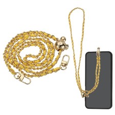 Phone Lanyard, 47" Adjustable Crossbody Phone Gold Chain with Tether Tab, Yellow
