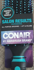 Conair Salon Results Cushion Hair Brush, Perfect Grip Handle, Black/Blue