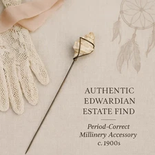 Antique Edwardian Shell Hatpin Estate Find Wire Wrapped Seashell  8.5" Millinery