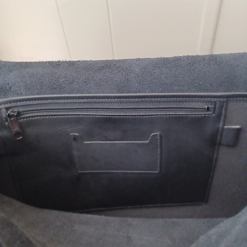 Vintage Slim Black Leather Briefcase Bag With Turn Lock - Picture 6 of 14