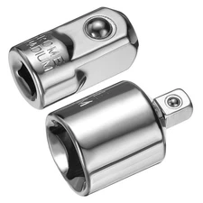 2pcs Impact Socket Adapter Set 1/4" to 1/2" 1/2" to 1/4" Square Drive, Silver