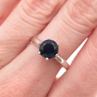 925 Sterling Silver Vintage Round-Cut Nano-Sapphire Ring Size 7