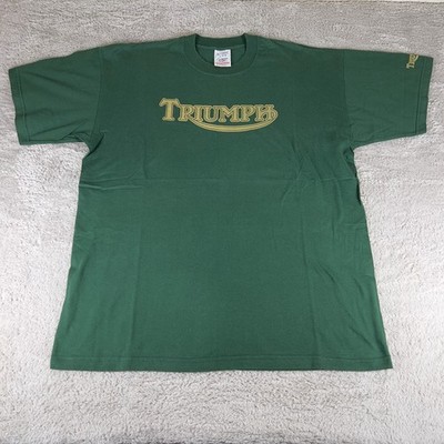 Vintage Triumph Motorcycles T-Shirt Green Screen Stars Graphic Tee Men s XL