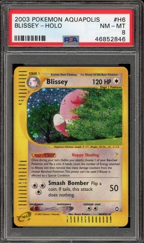 Pokemon Blissey Aquapolis Holo Rare #H6 PSA 8