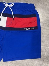 Tommy Hilfiger Mens Swim Trunks Large Red/White/Blue Mesh Lining Patriotic Short