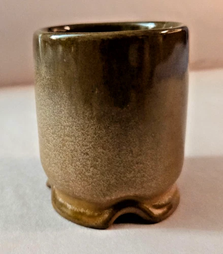 Vintage Frankoma Pottery Plainsman Mini Sugar Bowl 1B 3" Brown & Cream glaze