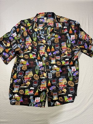 India Boutique Route 66 Print Short Sleeve Button Down Shirt XXL