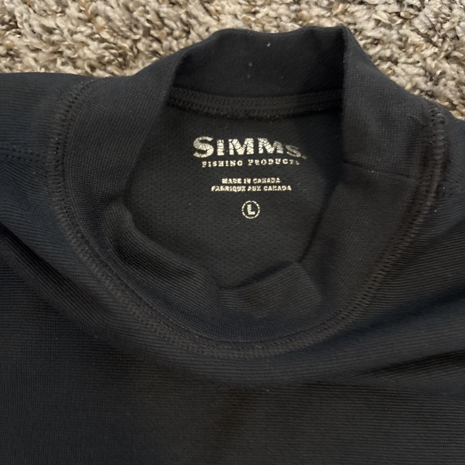 Simms Fishing Products Long Sleeve Shirt Men's Large Black Base Layer - Image 3 of 4