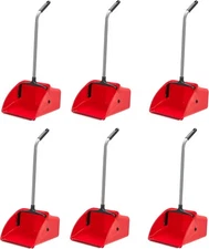 Commercial Jumbo Lobby Dustpan with Handle 6-Pack Red