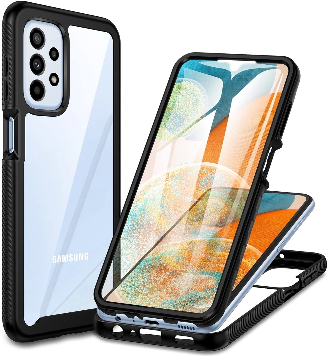 HAOYE Cover per Realme C35 con Girevole Anello, Traslucido Custodia con Supporto Magnetico Auto, Silicone TPU e PC Doppio Strato Protettiva Bumper. Nero