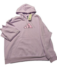 adidas XXL 3 Stripe Pullover Hoodie Plus Womens Purple Casual Athletic Outer