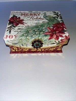 Punch Studio Decorative BOX RHINESTONES Merry Holiday #69065