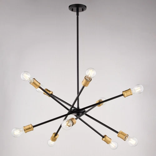 Gresham 34.25-in. W 10 Light Chandelier Antique Gold with Matte Black - Picture 3 of 6