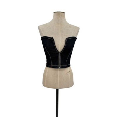 Abrand Jeans Cameron Denim Bustier Top Dark Wash Strapless Corset Size XS NWT