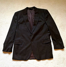 Jos. A. Bank Men's Black Solid Blazer 48R XL 2Btn Notch Lapel Inner Pkts