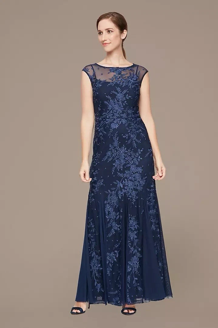 sachin and babi light blue dress Gold Lace Royal Blue Velvet Long Sleeve Prom Gown