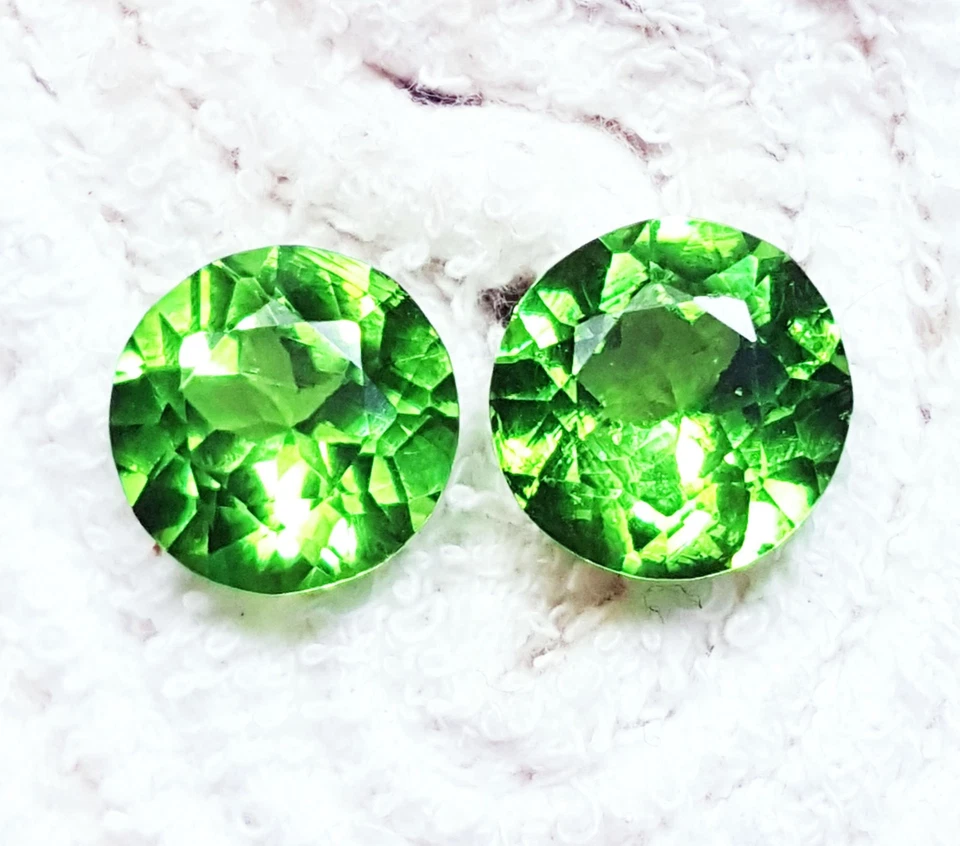 Loser Edelstein Natürlich Peridot 8 Zu 10 Karat Runde Form Paar Certified RL210 - Bild 2 von 4