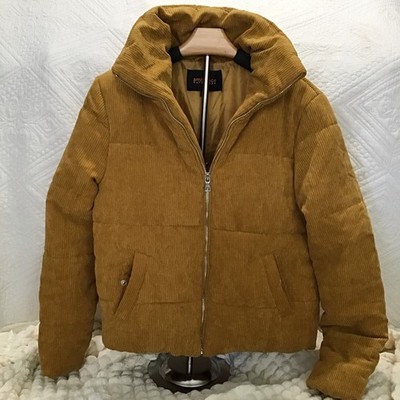 Corduroy golden  beige puffer jacket new no tags. Maker Ambience. Soft & Fluffy